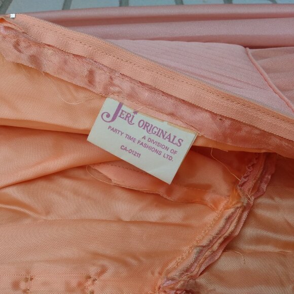 Vintage 70s Peach Chiffon Formal Dress Ethereal Angel Sleeves 37"B 30"W - Picture 11 of 15